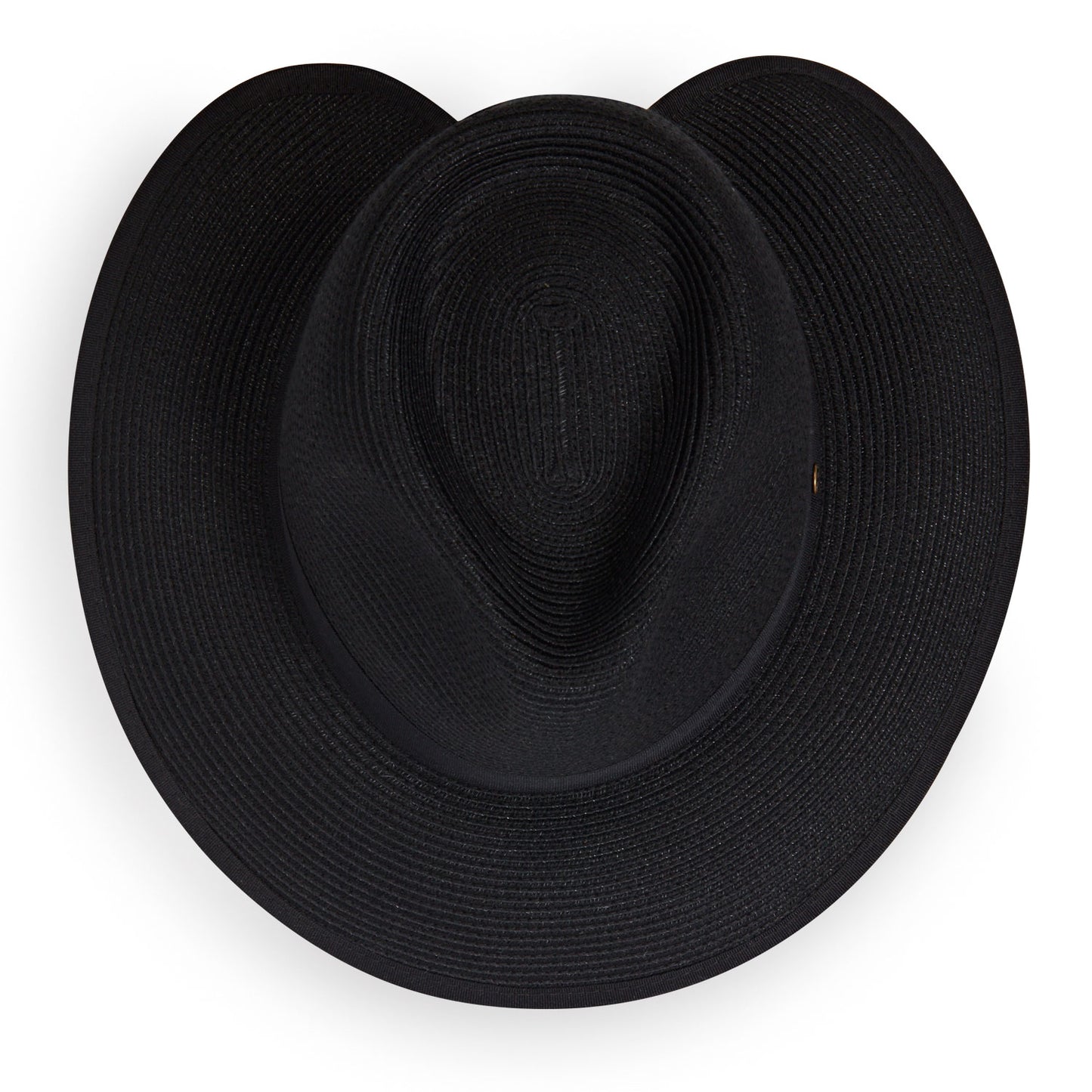 Top of women's Gabi ponytail packable sun hat, Black