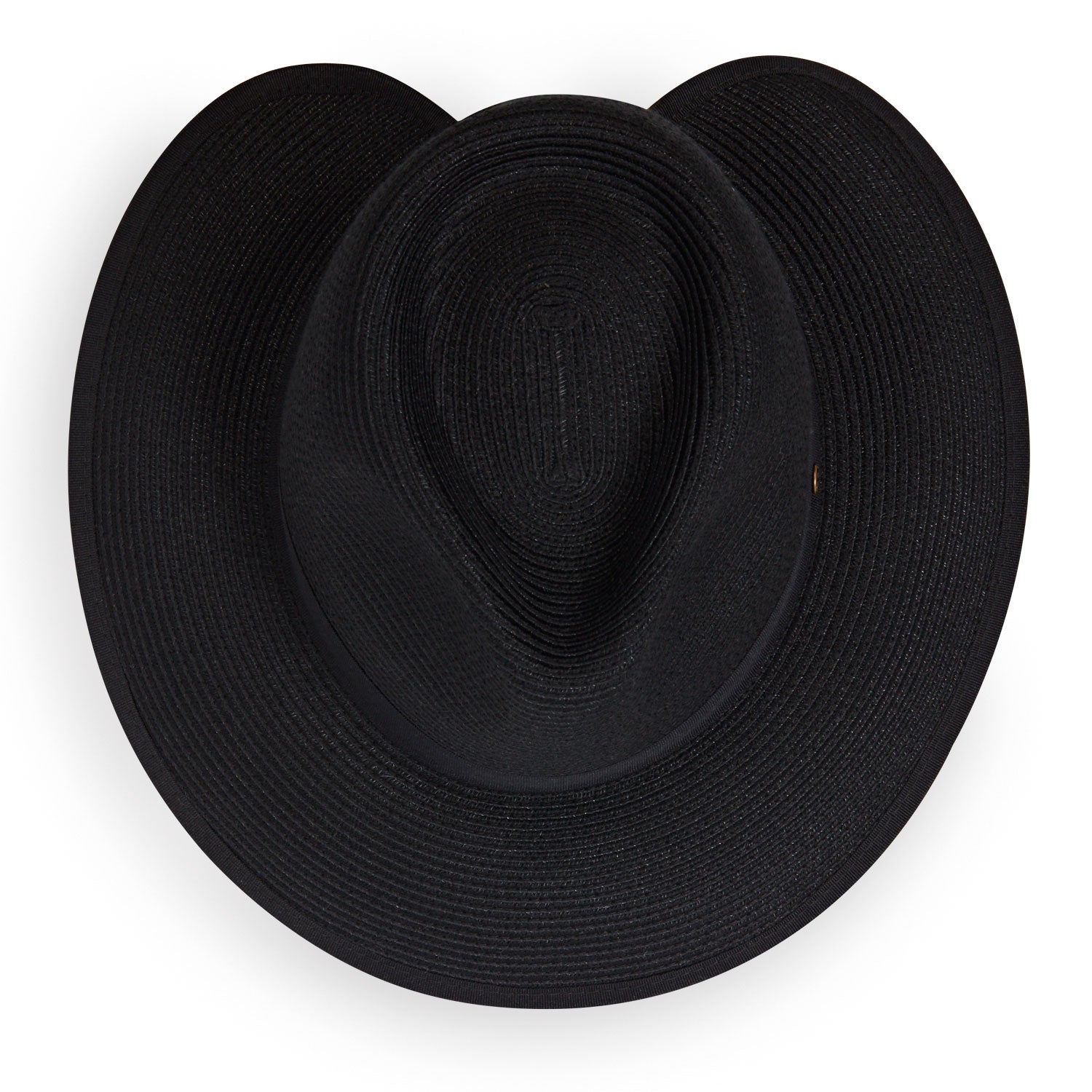 Top of women's Gabi ponytail packable sun hat, Black