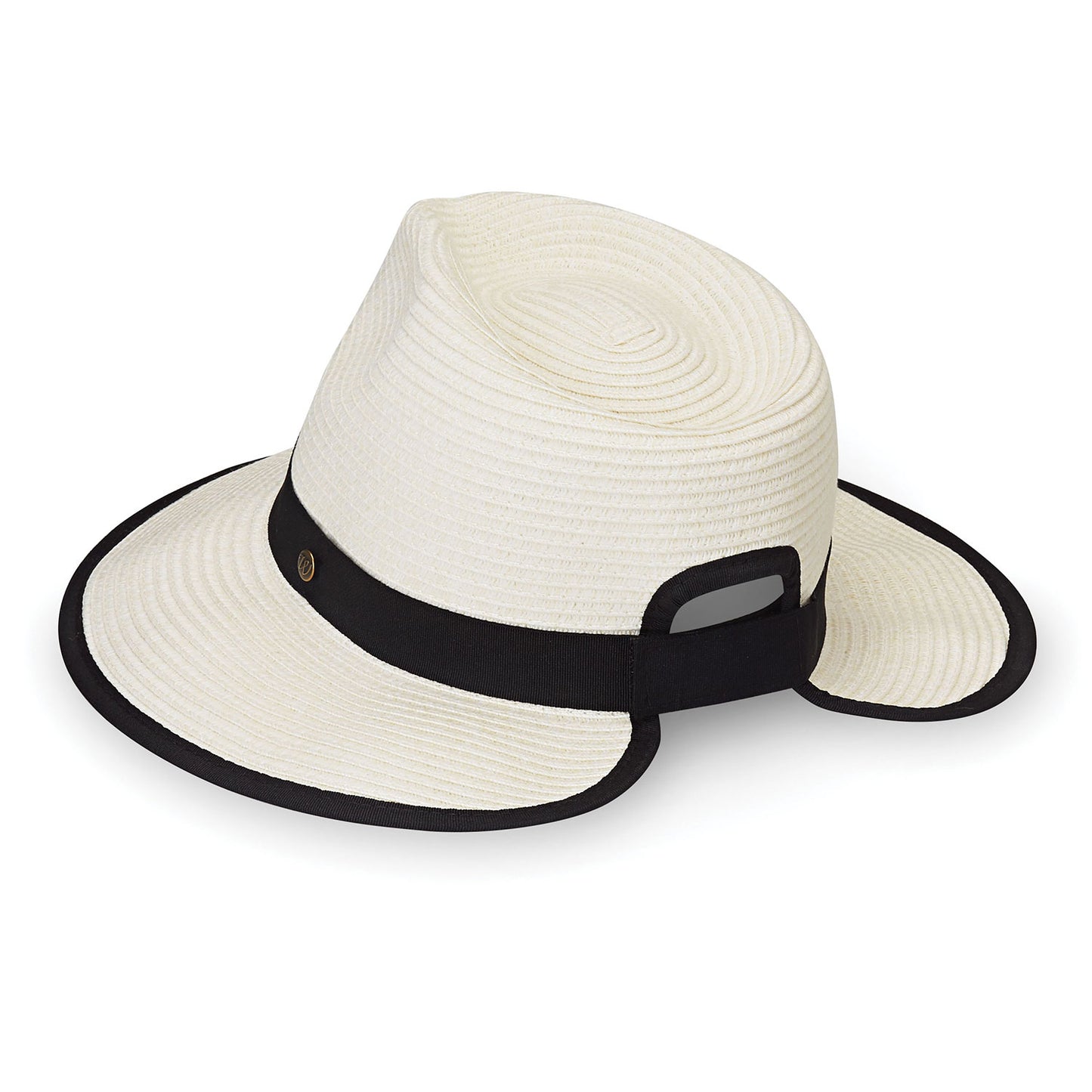 Back view of women's Gabi ponytail packable sun hat, Ivory