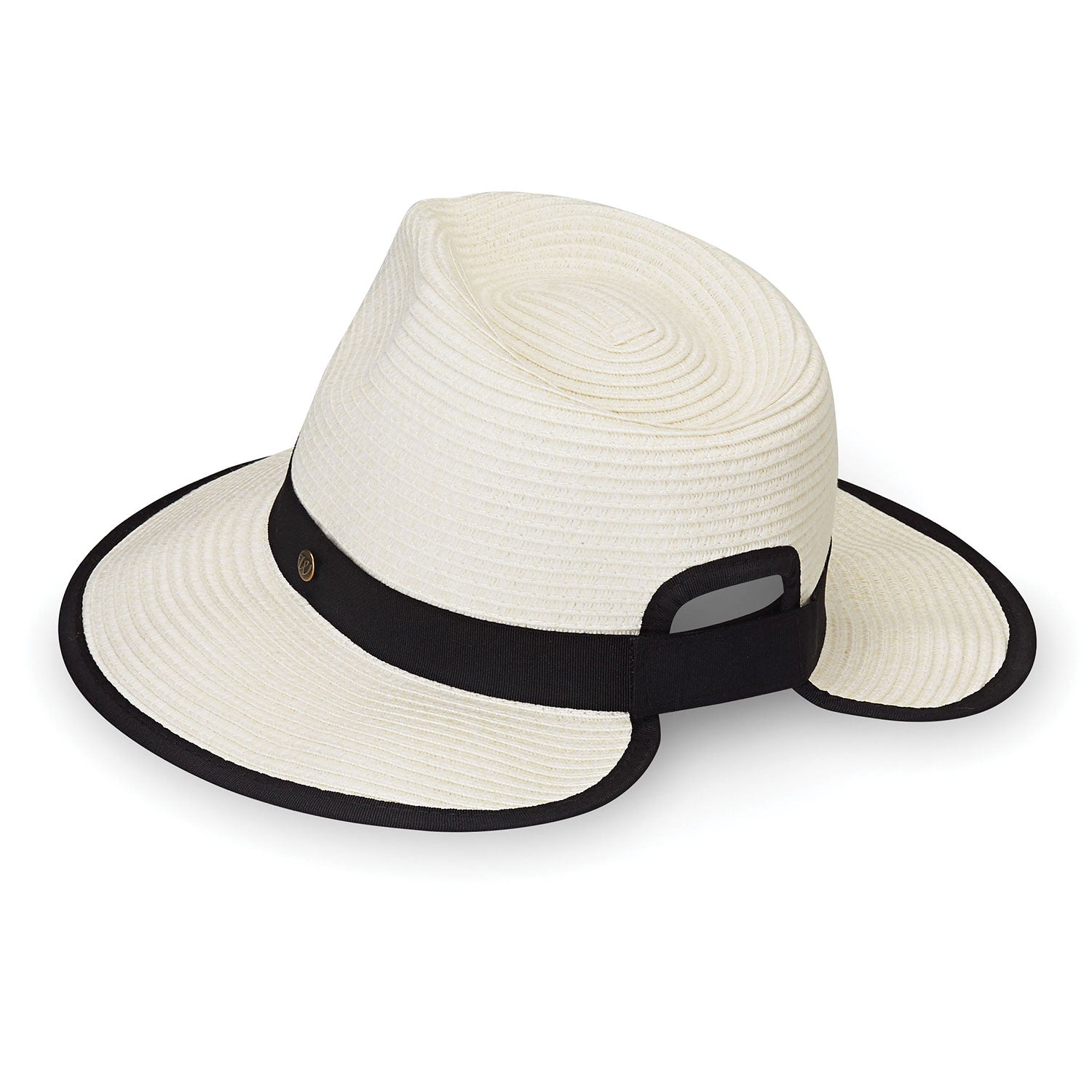 Back view of women's Gabi ponytail packable sun hat, Ivory