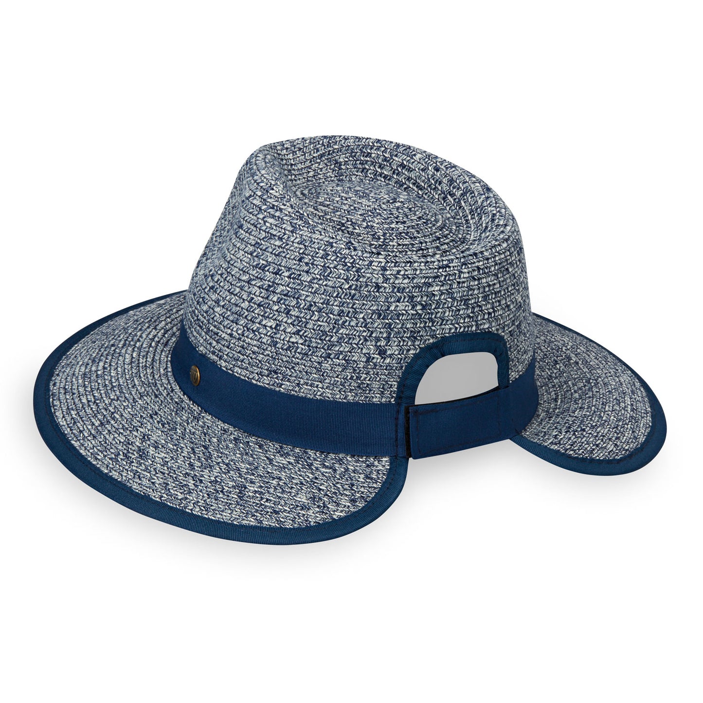 back of womens ponytail sun hat by Wallaroo, Mixed Navy