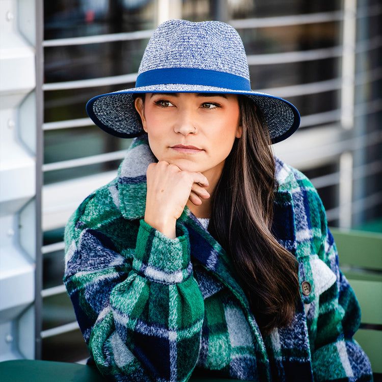 womens ponytail sun hats in navy by Wallaroo