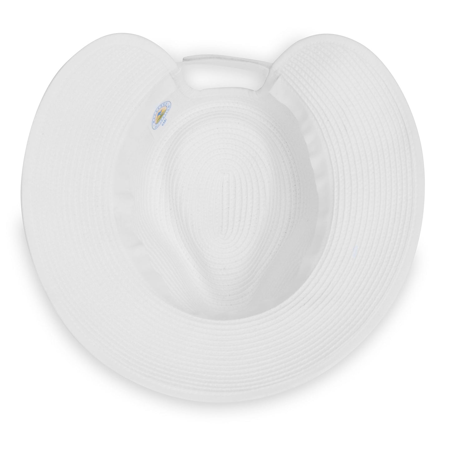 Inside view of women's Gabi ponytail packable sun hat, White