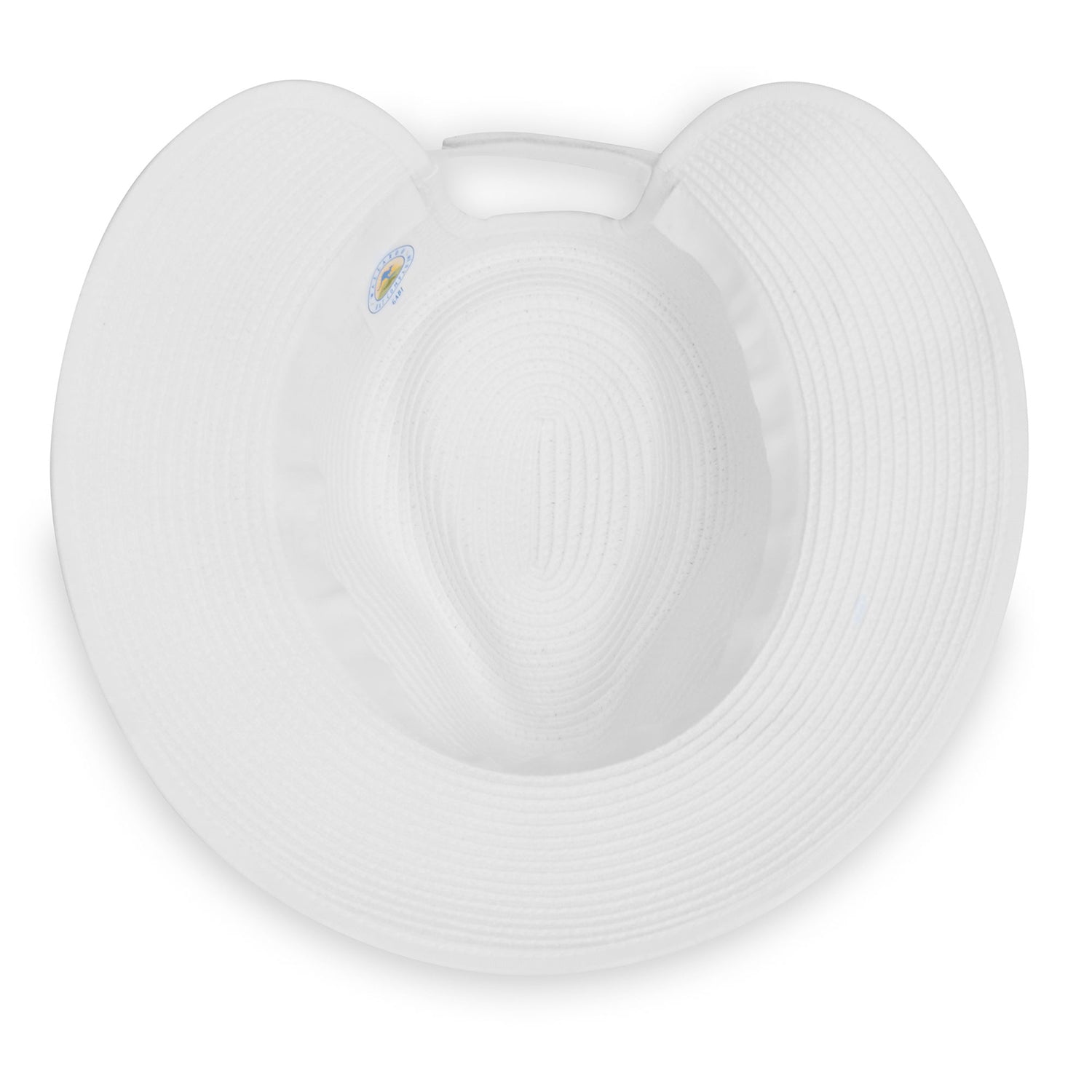 Inside view of women's Gabi ponytail packable sun hat, White