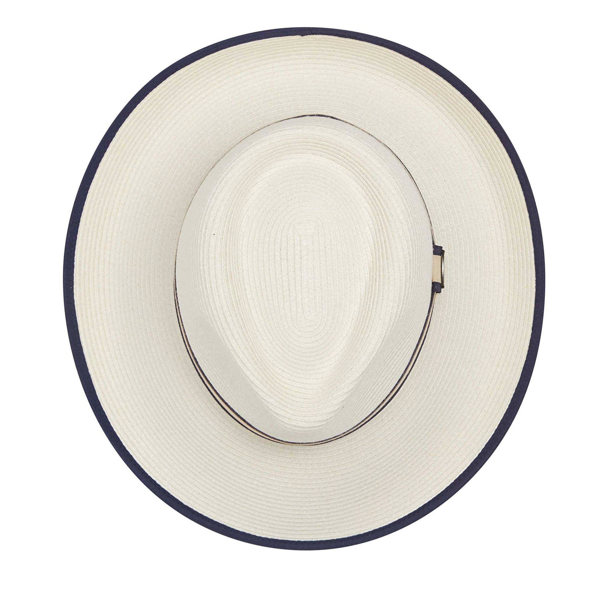 Top of women's Greenwich fedora travel sun hat, Ivory