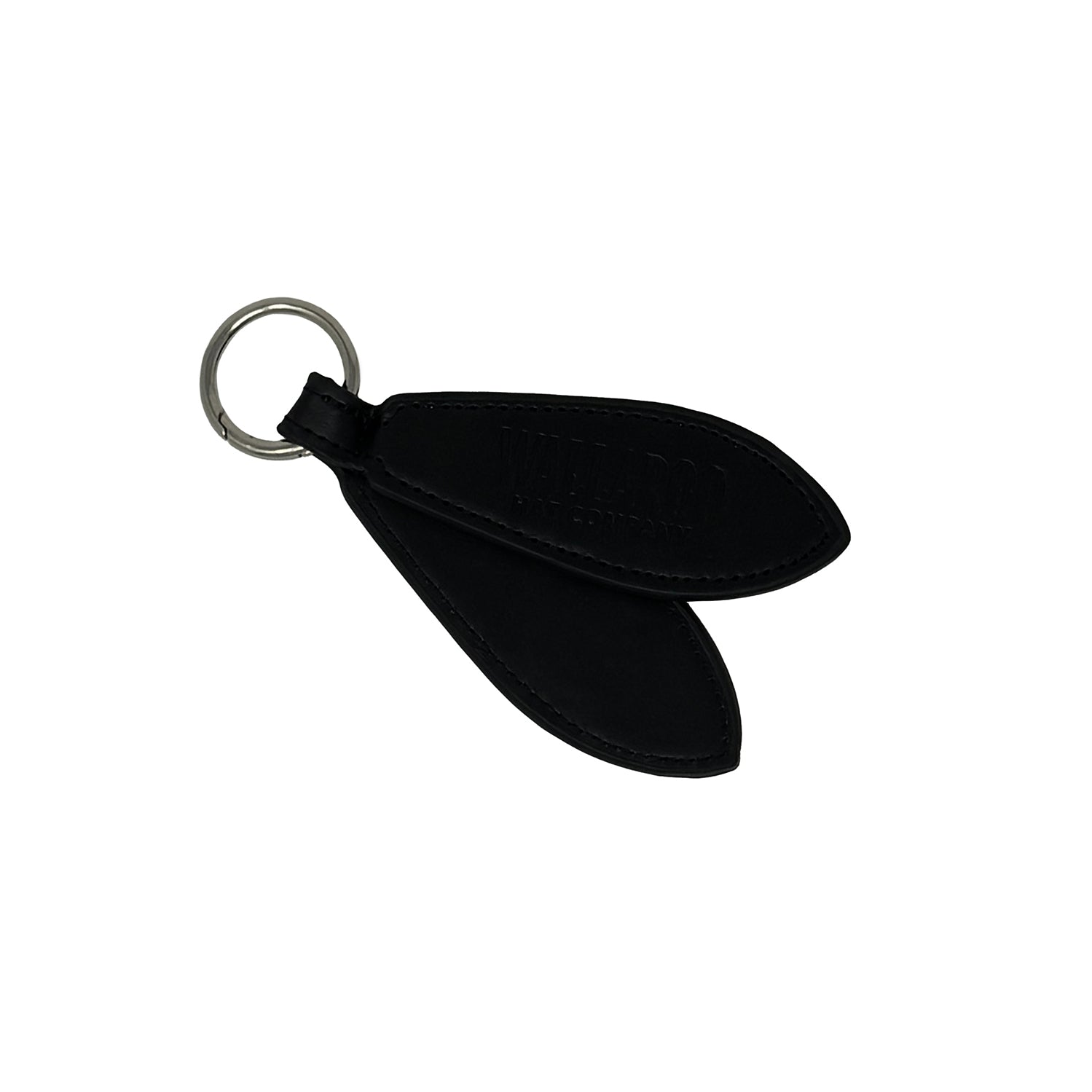 Photo of black leather hat clip with the sides open