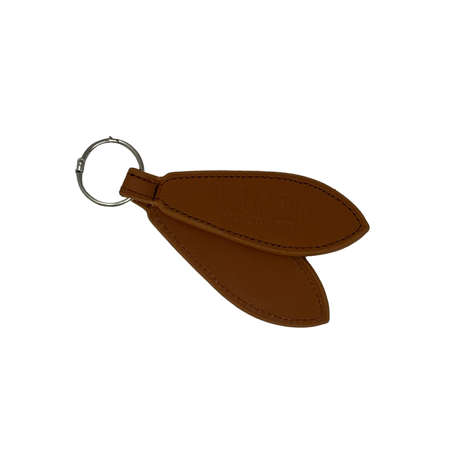 Photo of brown leather hat clip with the sides open