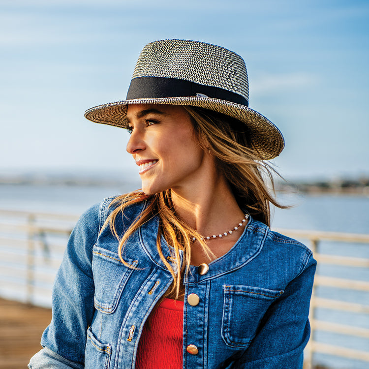 Woman outside wearing a fedora sun hat by Wallaroo, Mixed Black