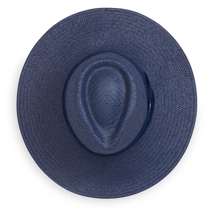 Top of the Klara sun hat by Wallaroo, featuring a fedora crown, UPF 50+ rating, and a wide brim