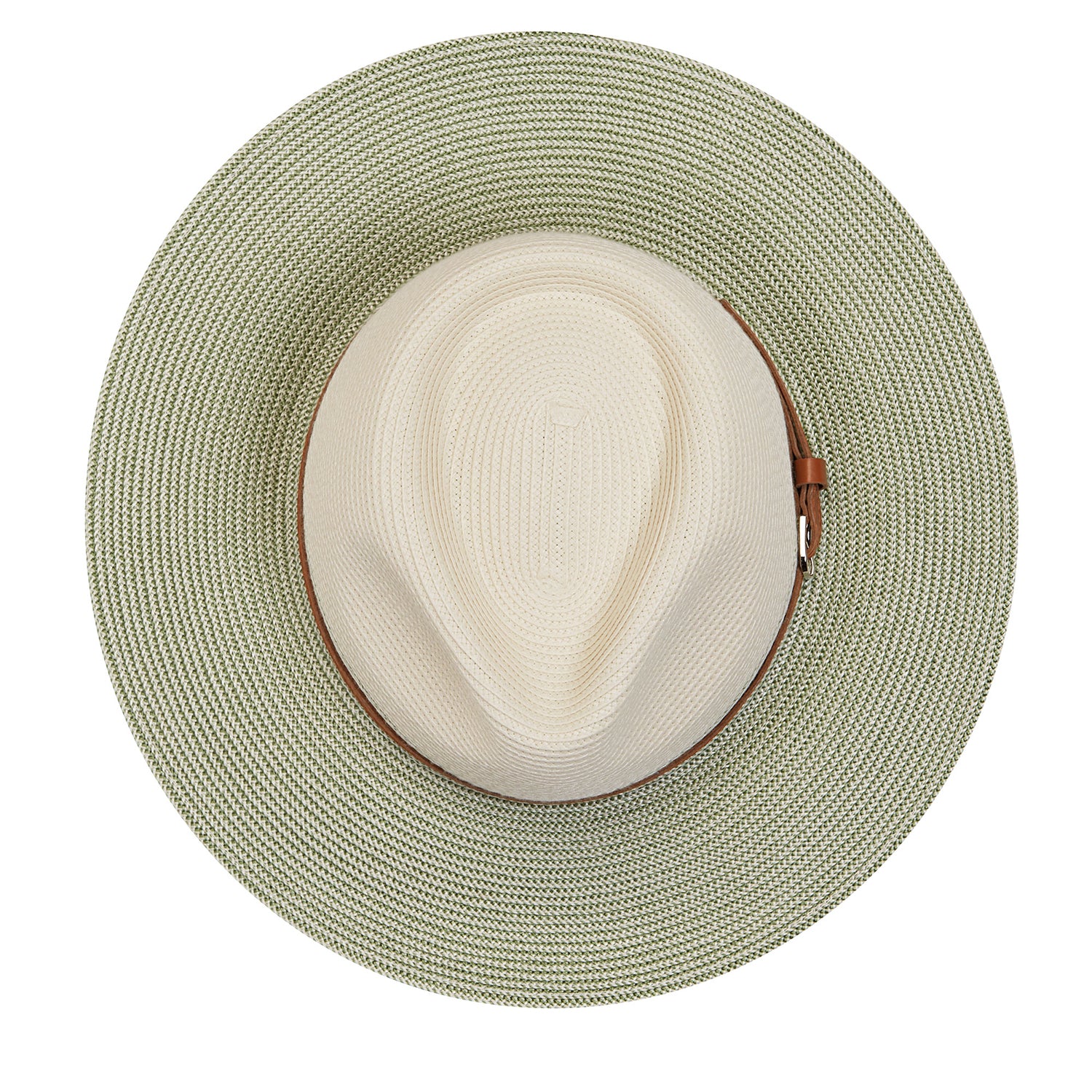 Top view of Kristy fedora sun hat, Ivory/Sage