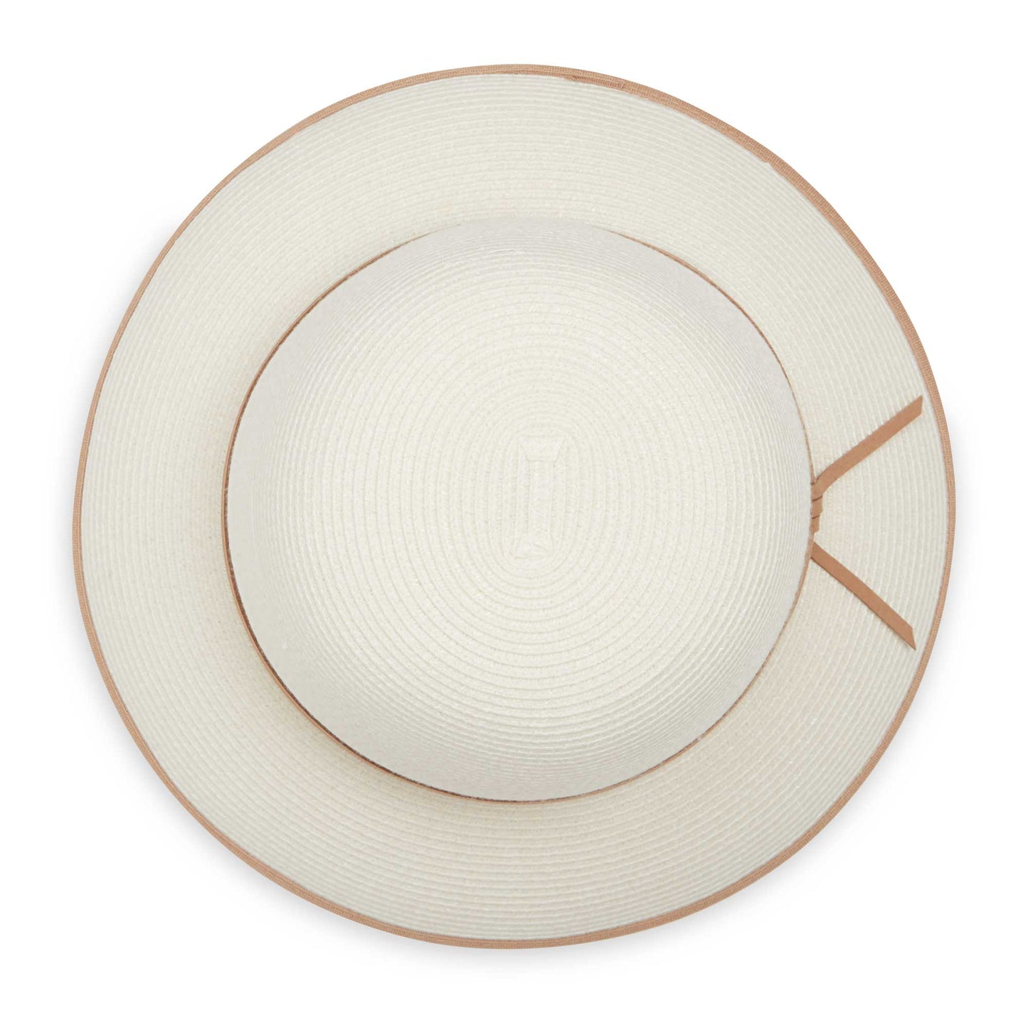 Top of women's Lady Brett cloche bucket travel sun hat, Ivory