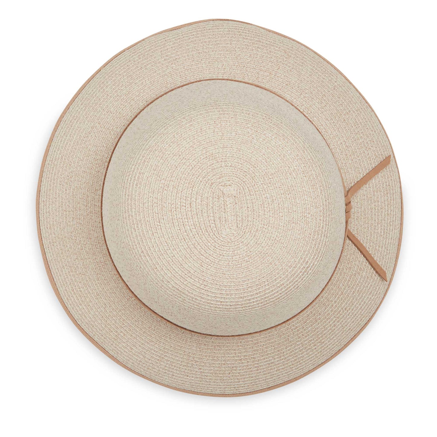 Top of women's Lady Brett cloche bucket travel sun hat, Mixed Camel