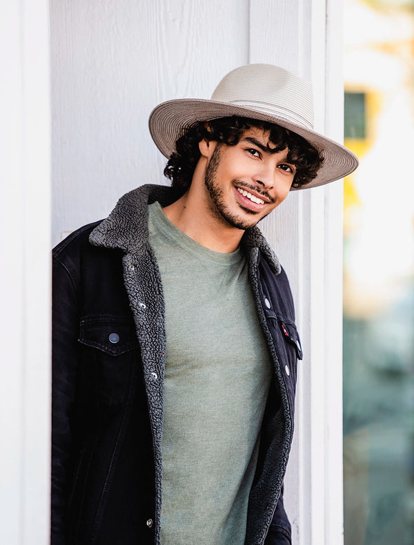 Man outside while wearing a fedora style sun hat by Wallaroo