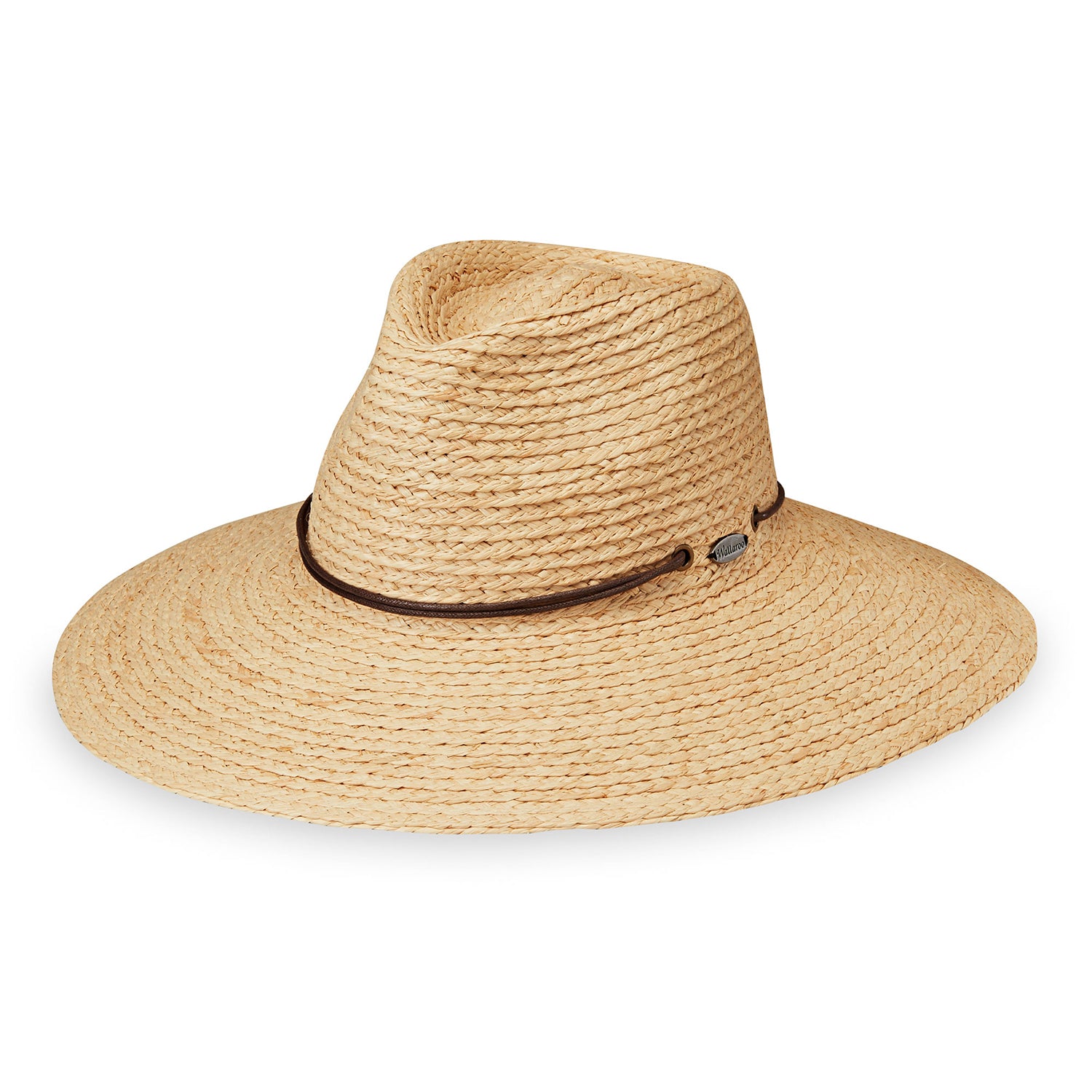 Wallaroo Women’s Nosara sun hat, a fashionable braided raffia fedora with UPF 50+ protection, cotton lining, chin strap, and wide brim for beach holidays, Natural