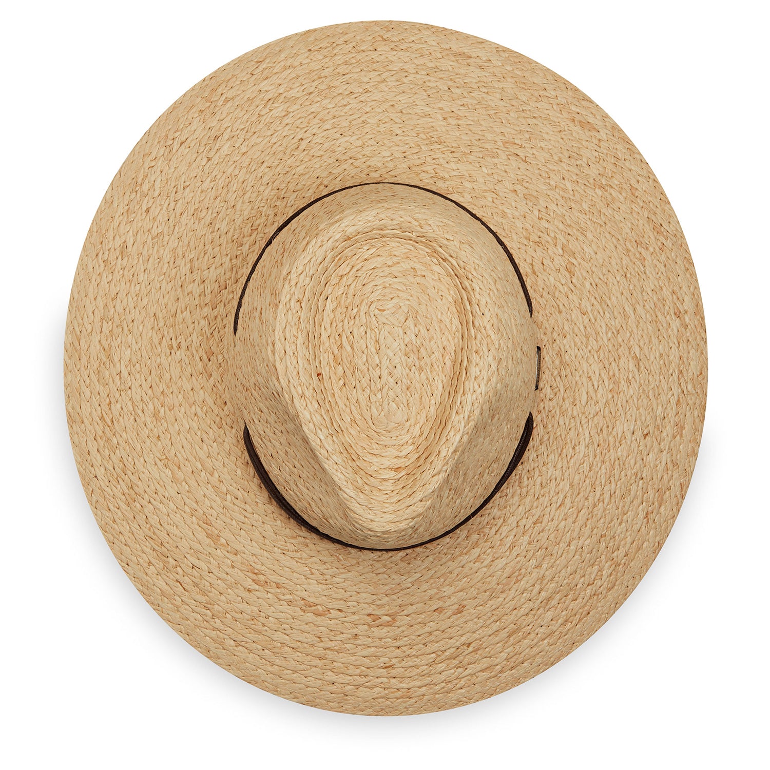 Top view of Nosara raffia UPF 50+ sun hat, natural