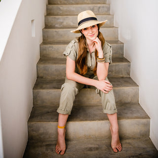 Woman wearing a festival sun hat by Wallaroo, Ivory