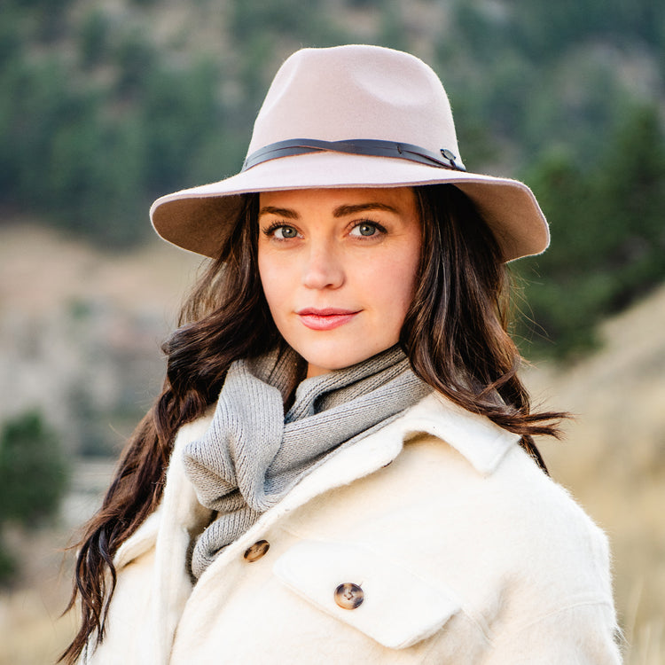 women wearing a felt wool winter sun hat by Wallaroo