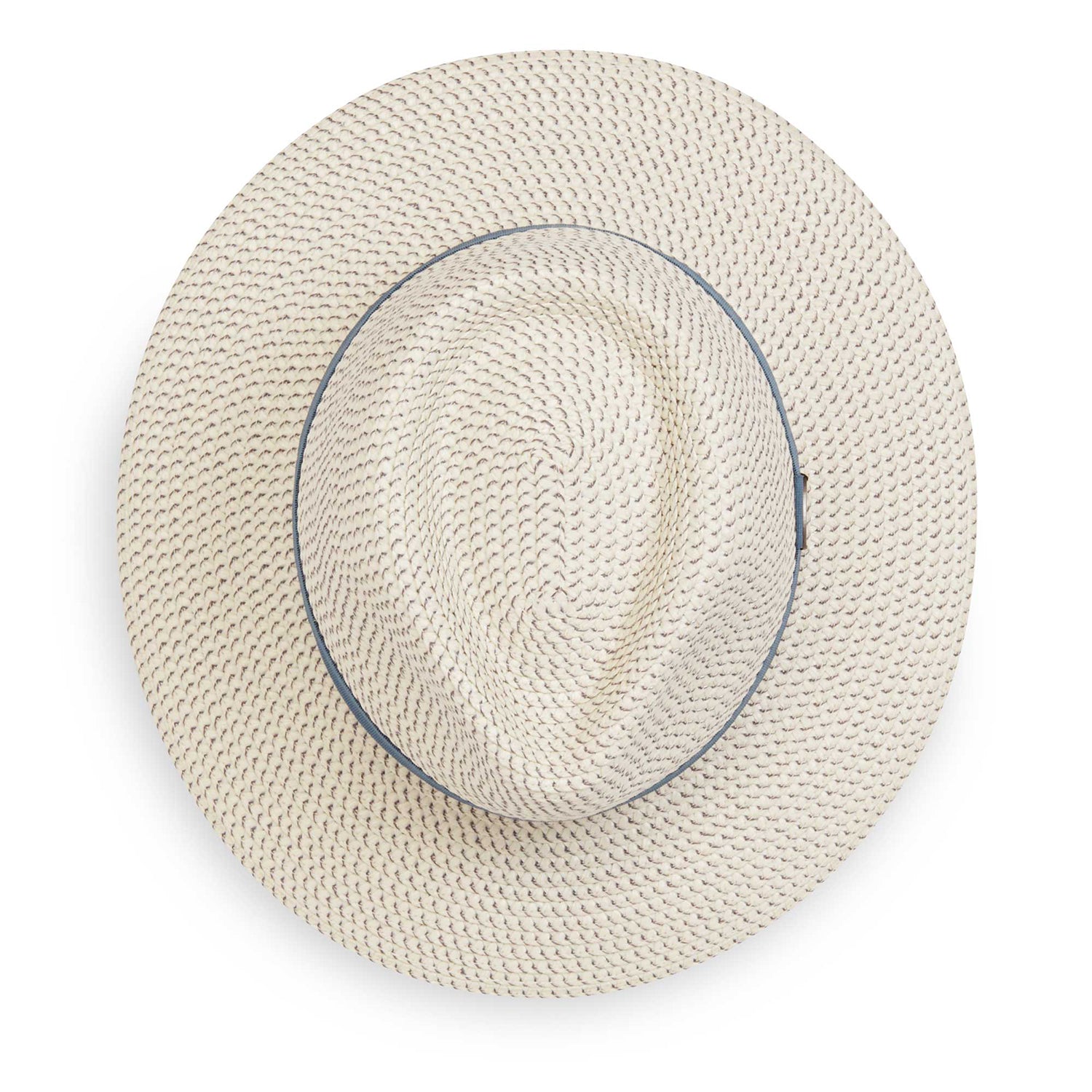 Petite Charlie fedora in ivory/dusty blue top view