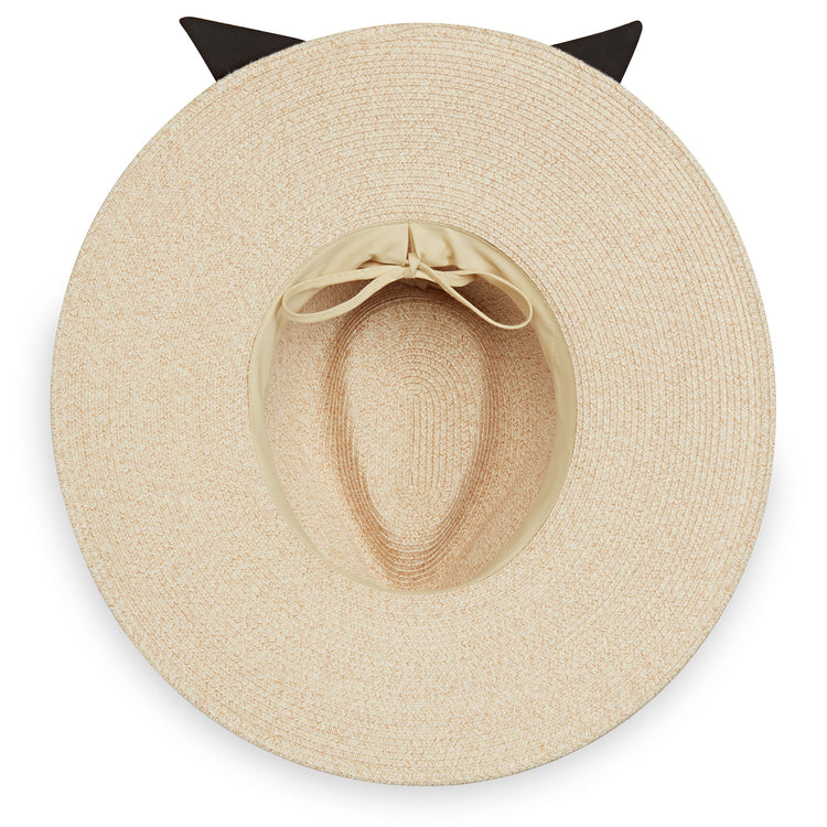 inside of womens wide brim sun hat by Wallaroo, White/Beige