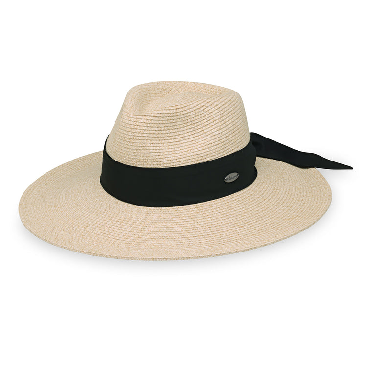 ladies wide brim sun hat by Wallaroo, White/Beige