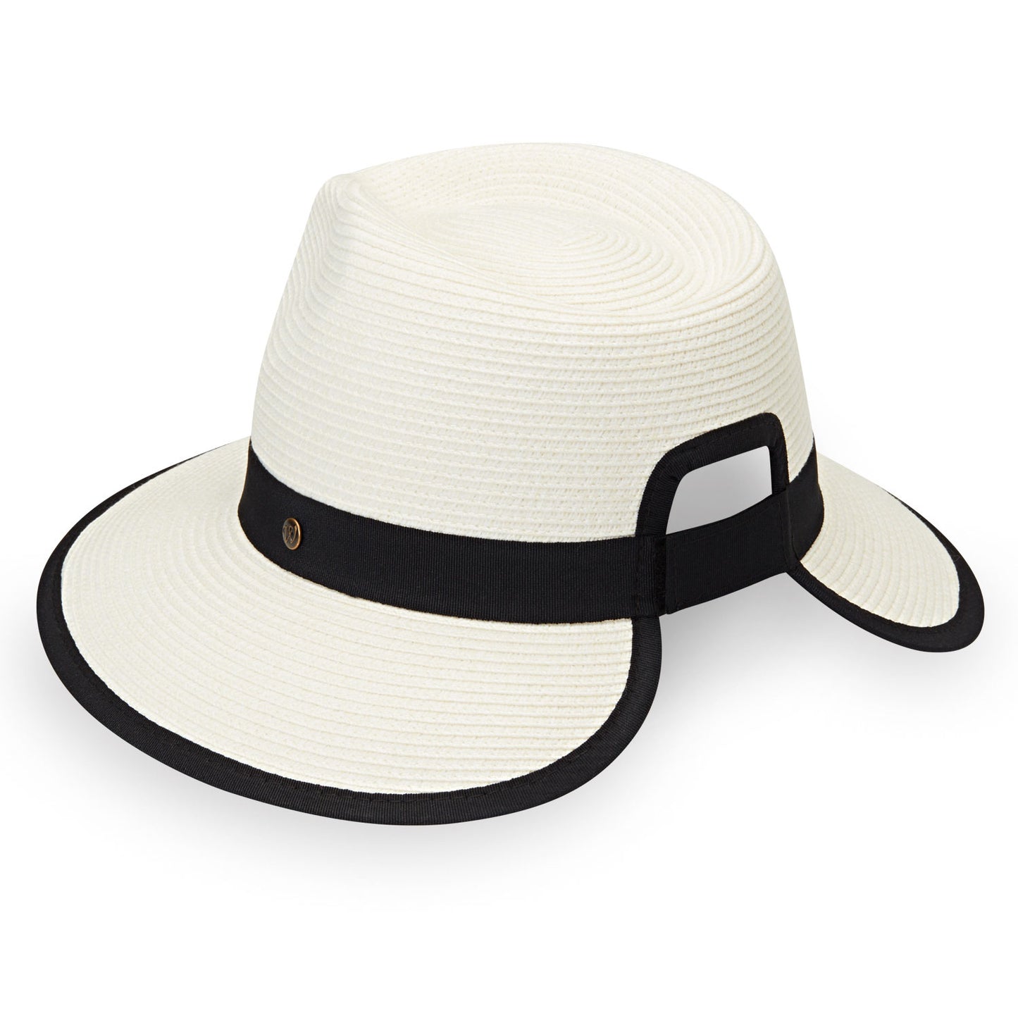 Back view of Petite Gabi ponytail fedora hat, Ivory