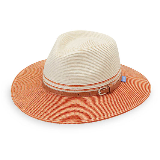 women's petite fedora sun hat by Wallaroo. Made with packable, UPF 50 material