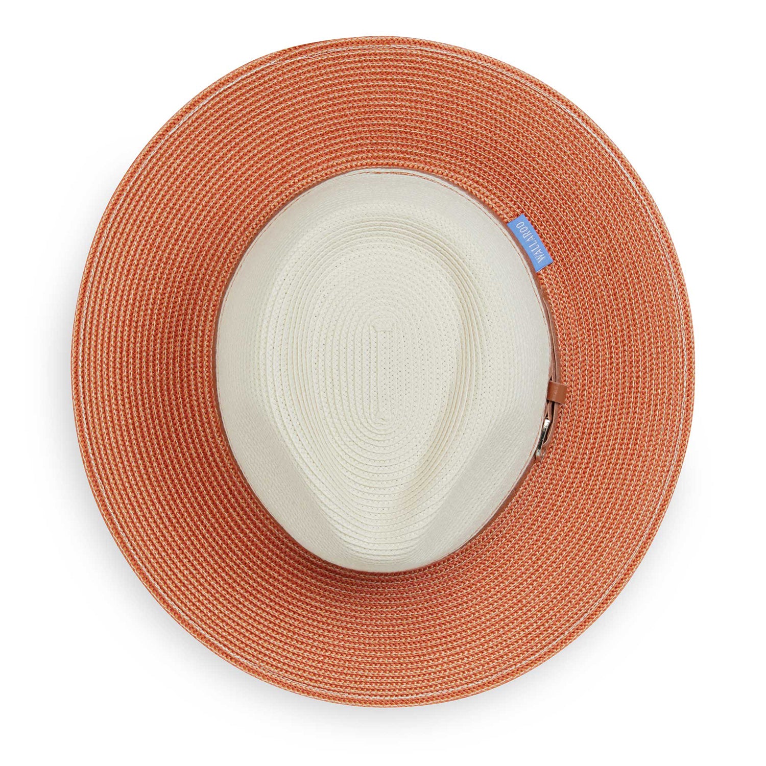 Top view of Kristy fedora sun hat, Ivory/Coral