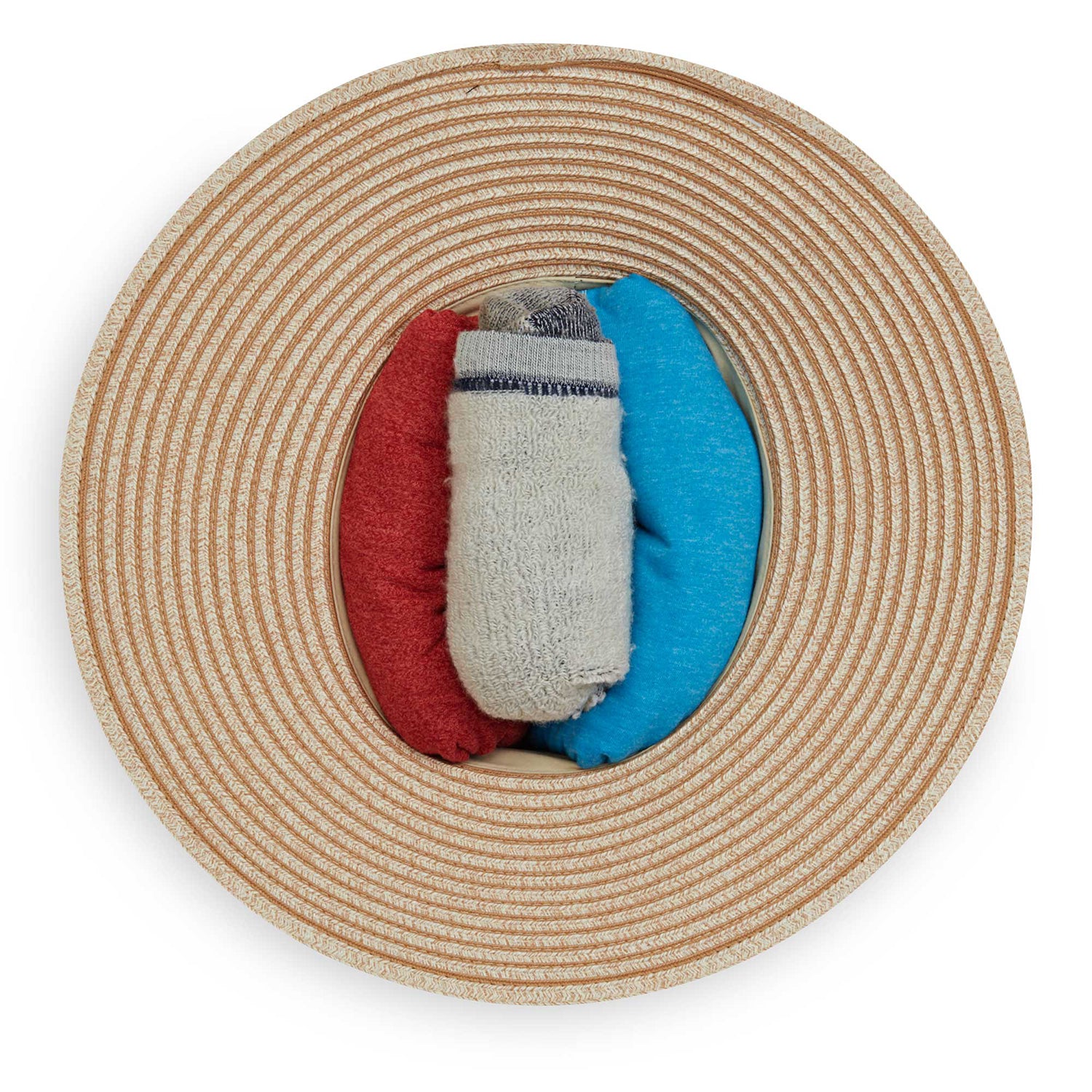 Packing view of Wallaroo Petite Marseille sun hat, White/Beige