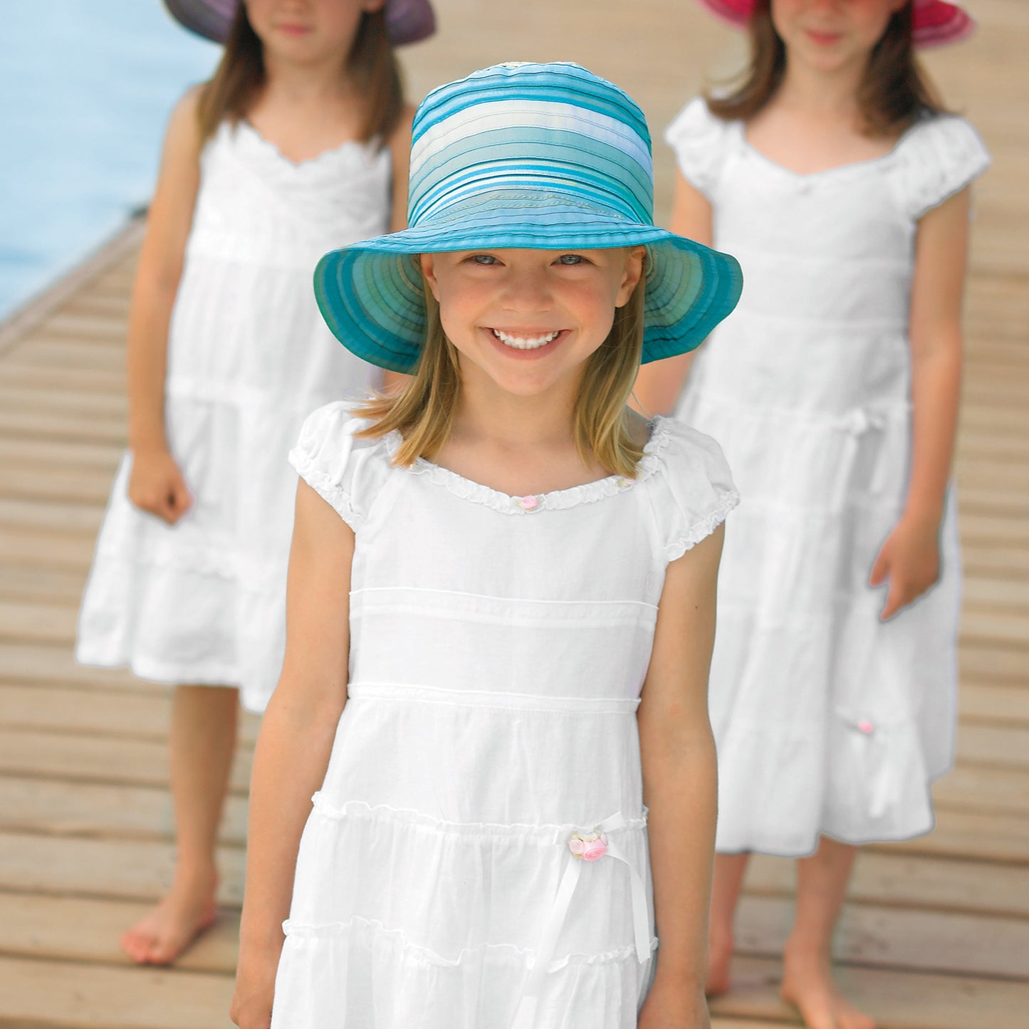 Young girl in children's Petite Nantucket, Aqua Tones