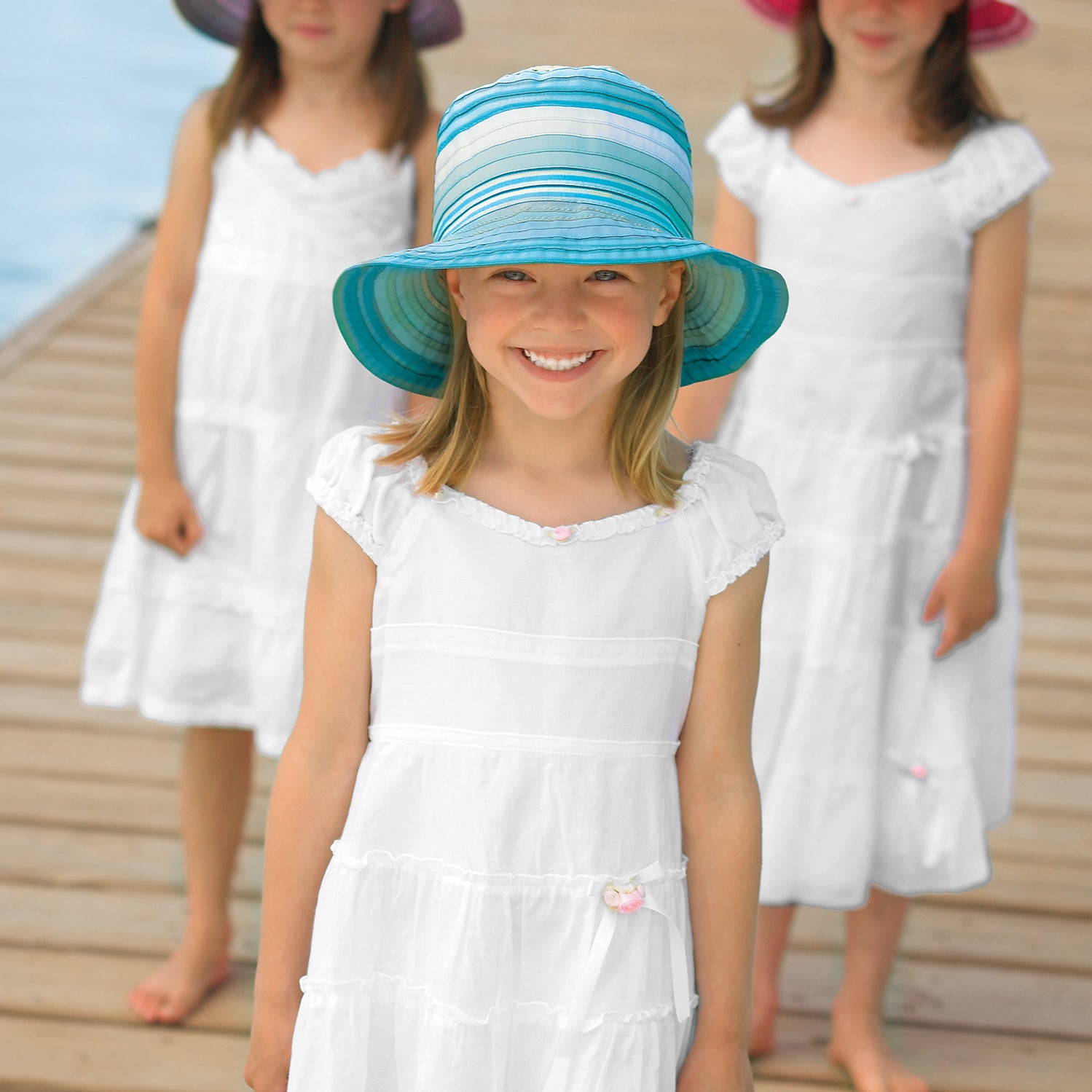 Young girl in children's Petite Nantucket, Aqua Tones