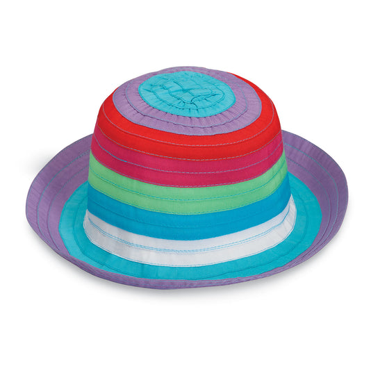 Kid's bucket style sun hat, made with packable, UPF 50 material. 