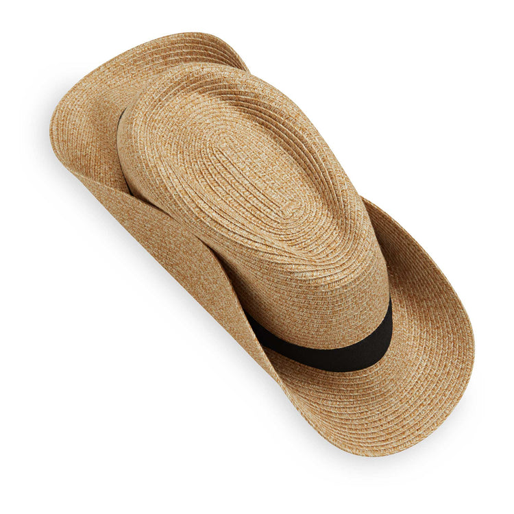 petite palm beach by Wallaroo, featuring a fedora crown, adjustable drawstring, and UPF 50 rating
