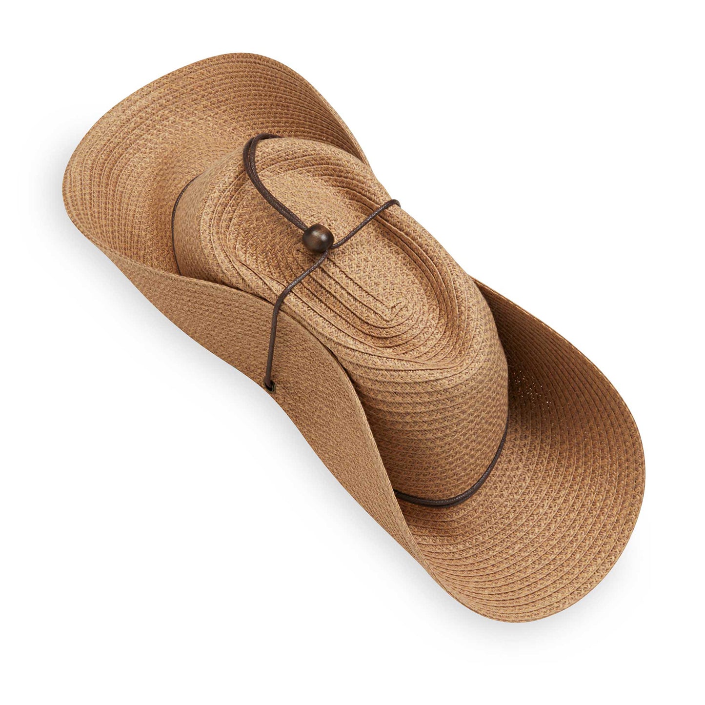 Packing view of women's Petite Sanibel UPF 50+ fedora, Camel