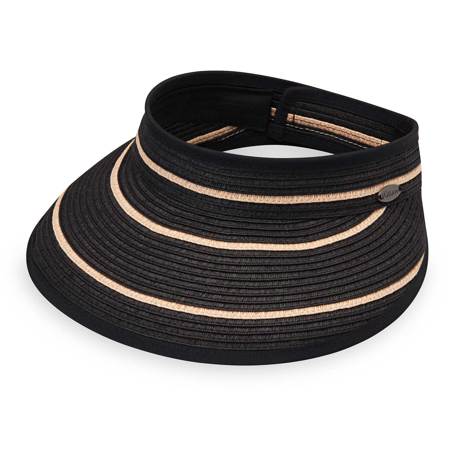 Petite Savannah sun visor, that features packable and adjustable material, Black/Camel