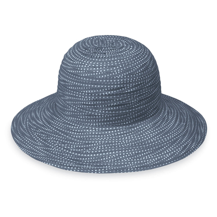 Women's Big Wide Brim Petite Scrunchie UPF Sun Hat in Slate/White from Wallaroo