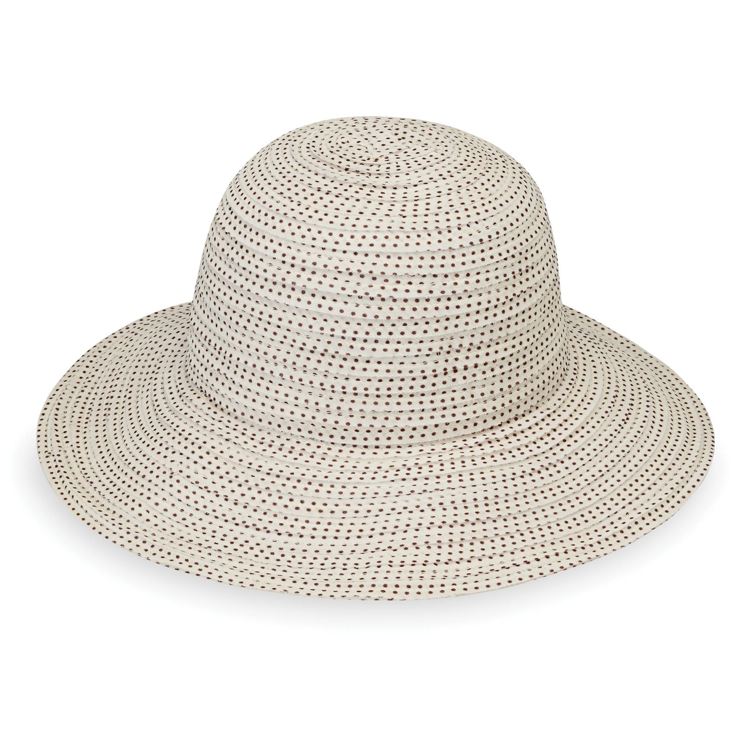 Ladies' packable big wide brim Scrunchie UPF sun hat in Natural/Brown by Wallaroo