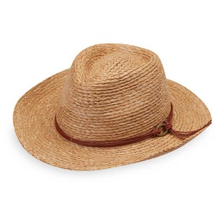 Quinn straw sun hat for the beach by Wallaroo, featuring a UPF 50+ rating