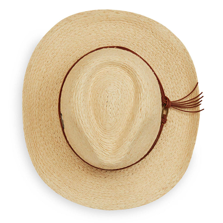 Quinn straw sun beach hat by Wallaroo, featuring a fedora crown and UPF 50+ rating, Ivory