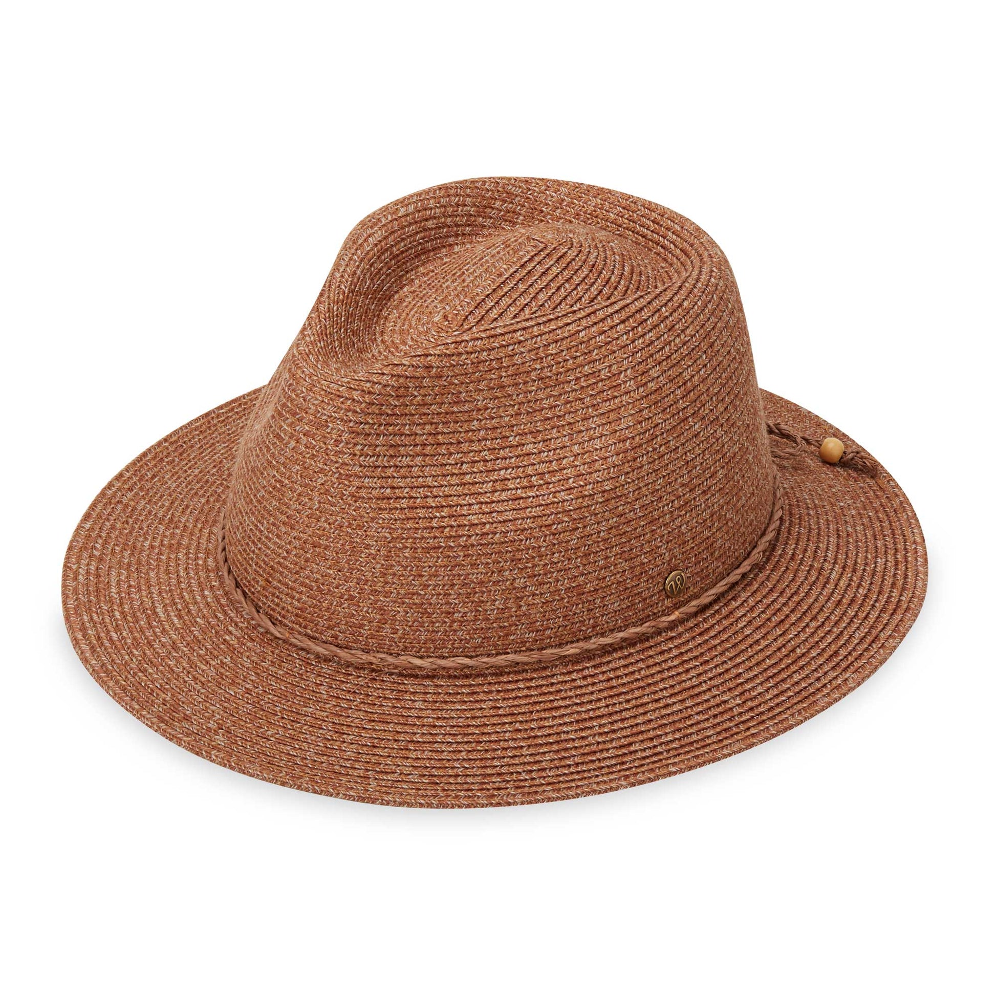 Front of women's Rio fedora travel sun hat, Cinnamon