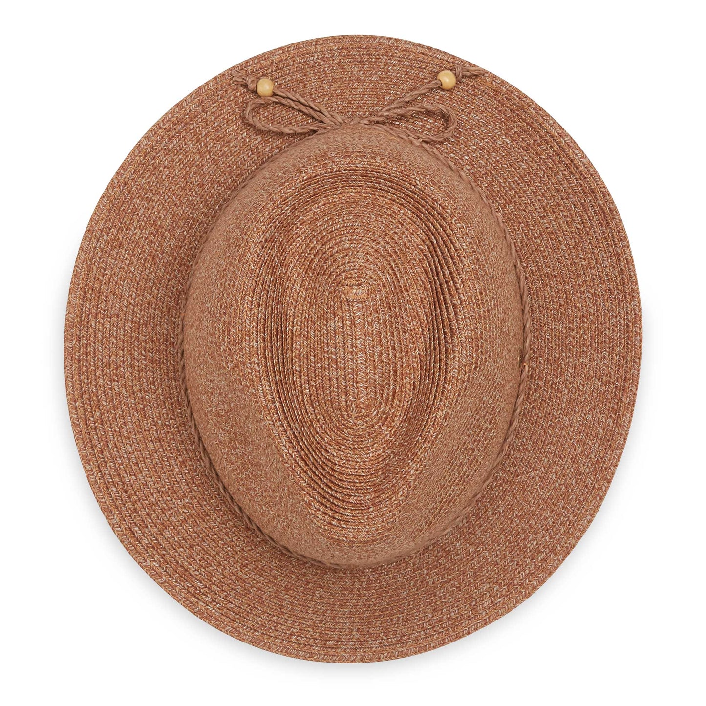 Top of women's Rio fedora travel sun hat, Cinnamon