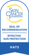 Skin Cancer Foundation Seal of Recommendation for effective sun protection hats, ensuring UPF 50+ sun safety