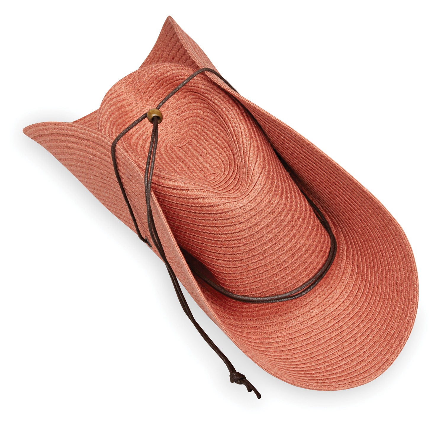 Packing view of Sanibel UPF 50+ fedora for women, coral