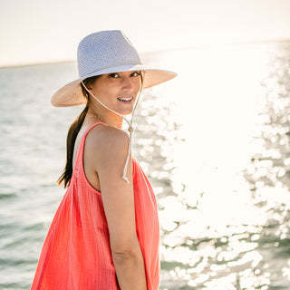 womens wide brim sun hat for larger heads, White/Beige