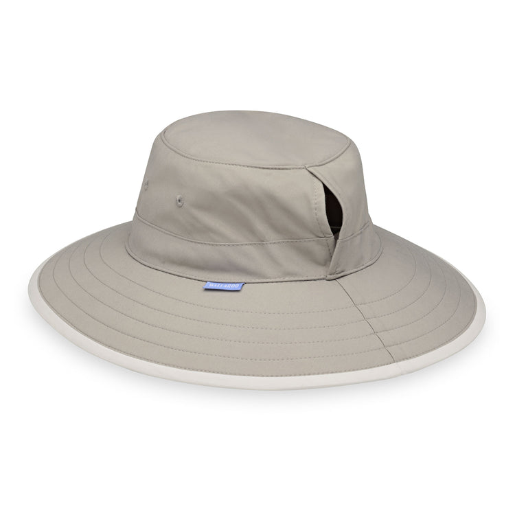 womens wide brim ponytail sun hat by Wallaroo