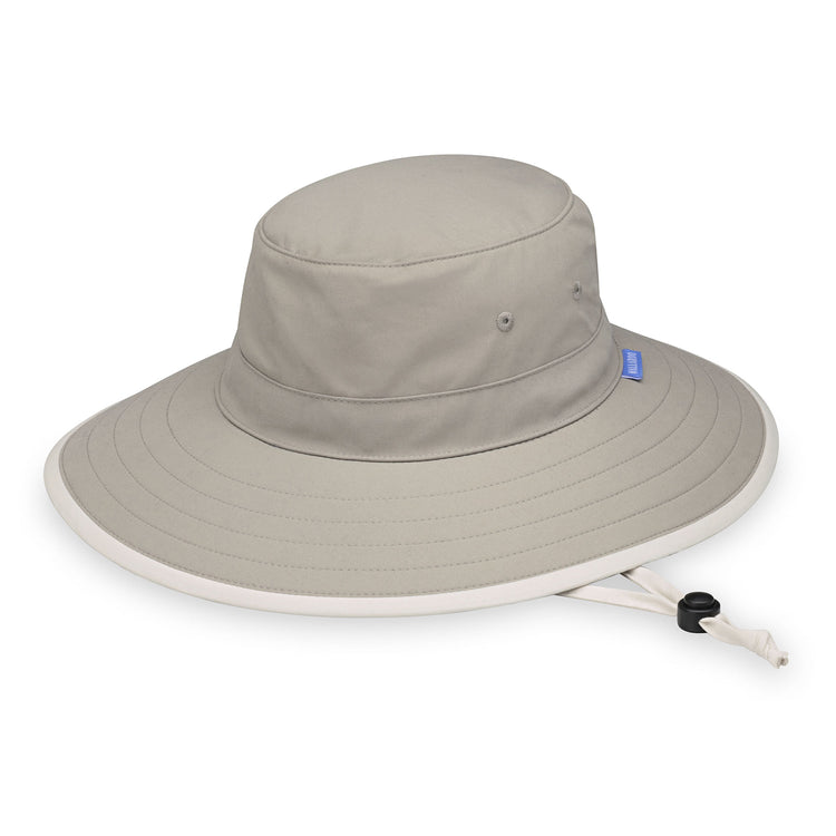 ladies wide brim ponytail sun hat with chinstrap