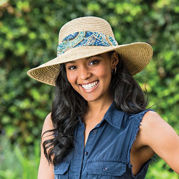 Wallaroo Women’s Sausalito sun hat, a fashionable braided raffia fedora with UPF 50+ protection, cotton lining, and wide brim for beach trips, Natural