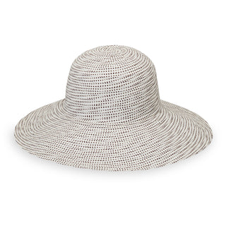 Women's wide brim crown style sun hat in natural/brown by Wallaroo