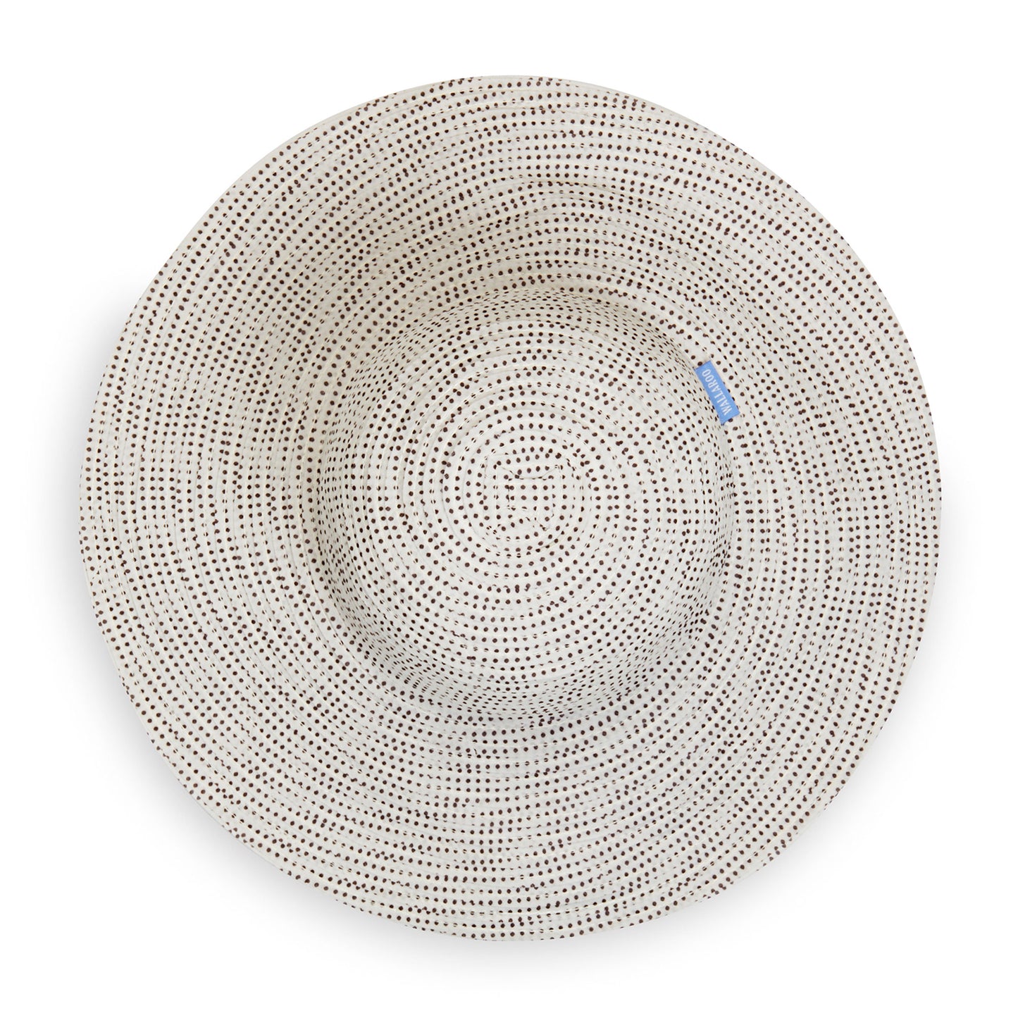 Top of Wallaroo Scrunchie sun hat, Natural/Brown Dots