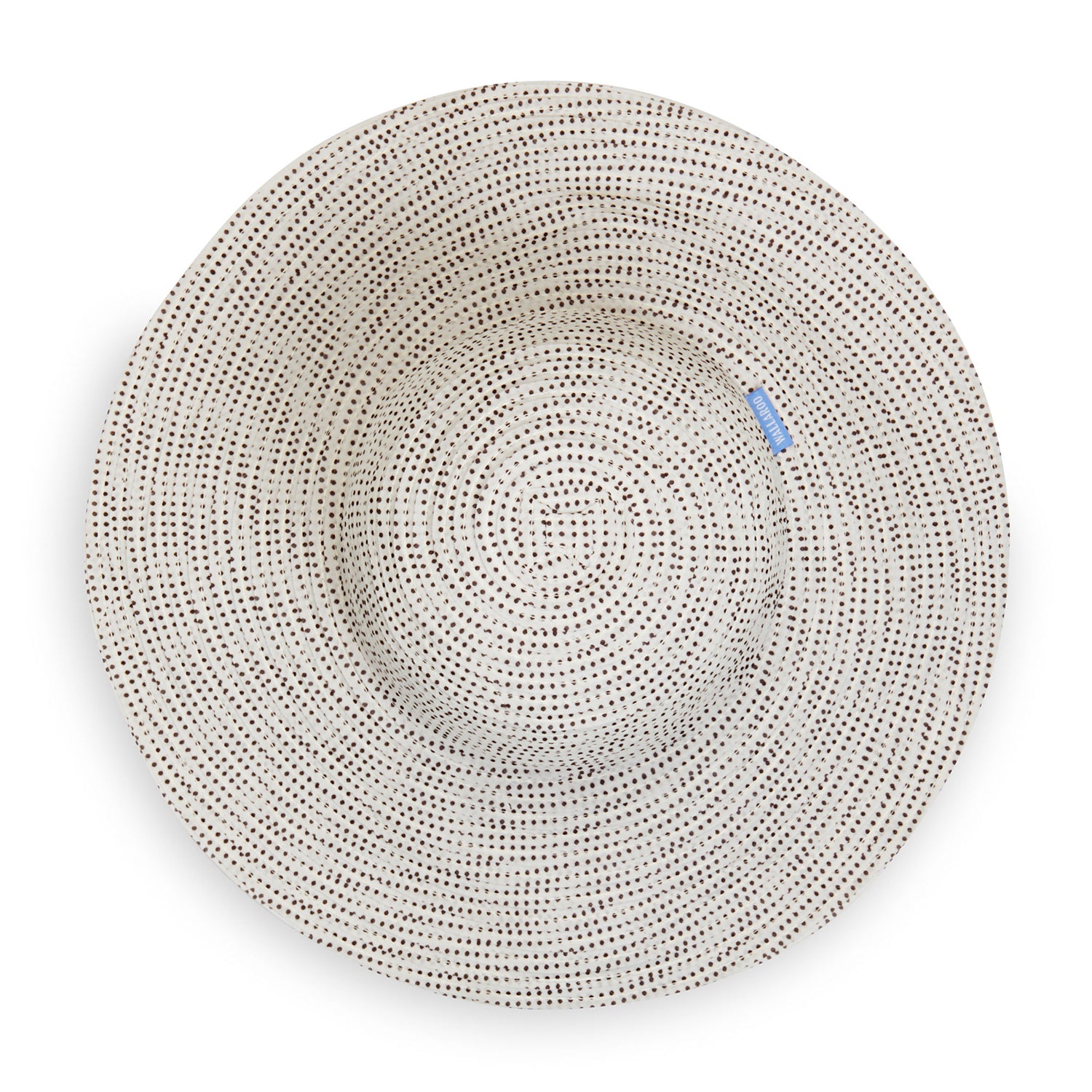 Top of Wallaroo Scrunchie sun hat, Natural/Brown Dots