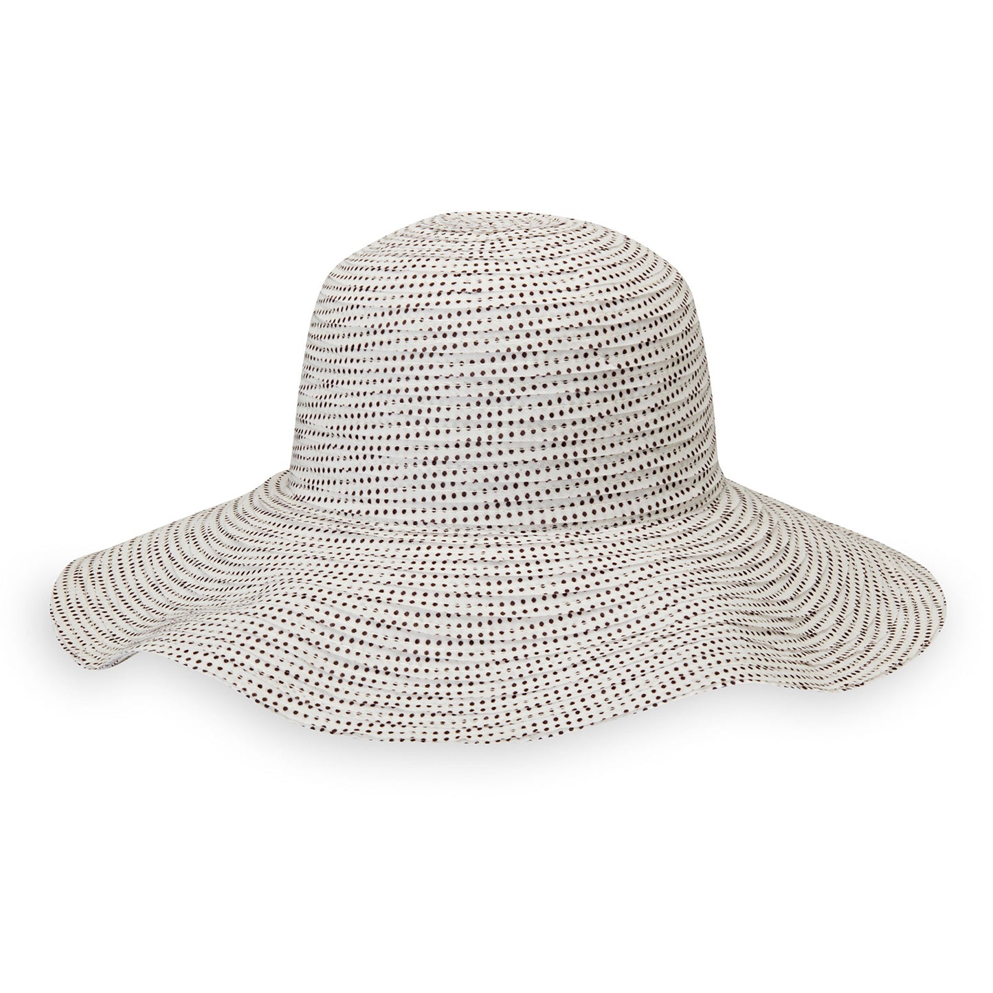 Wallaroo Scrunchie molded into a wavy shabby chic style, Natural/Brown Dots